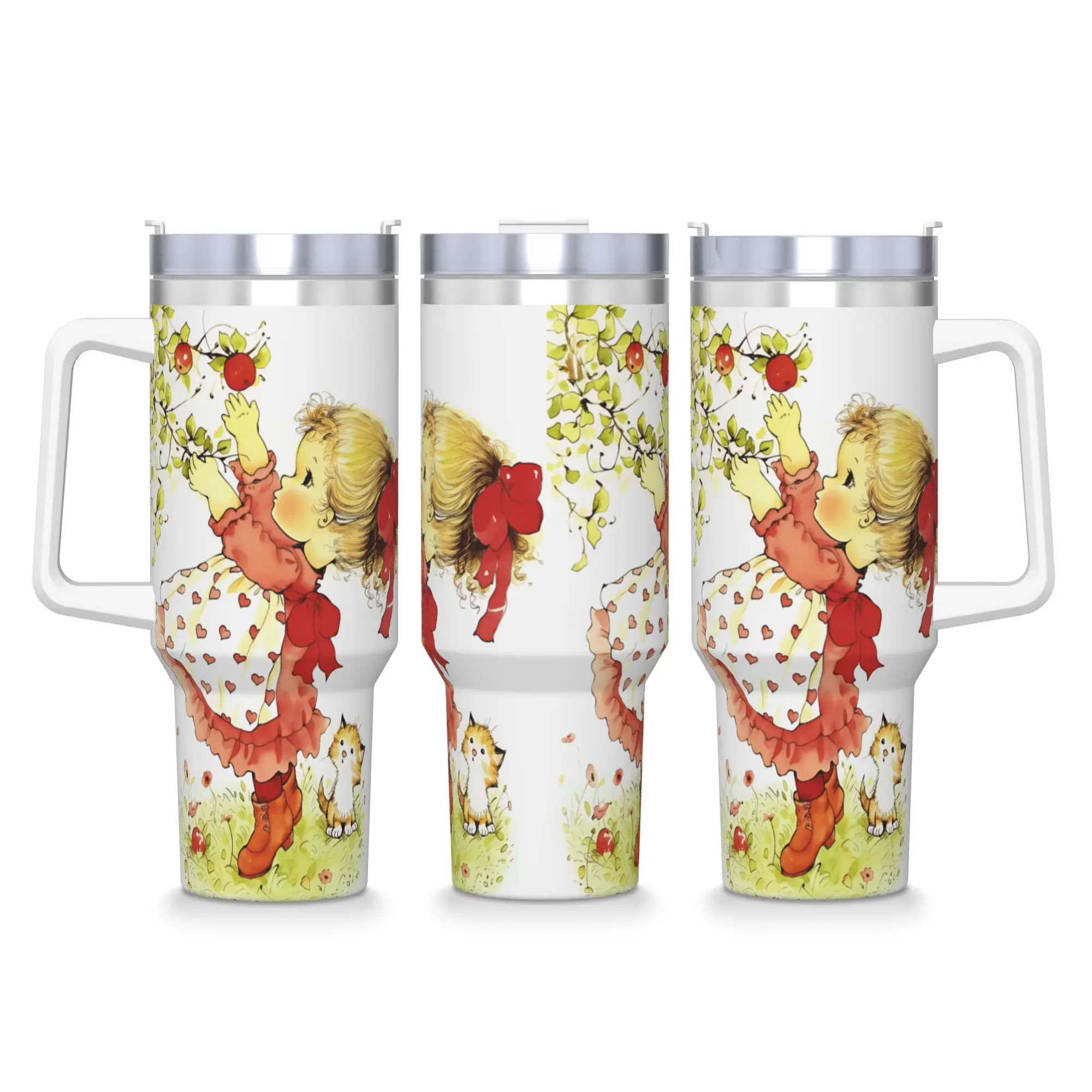 Art Sarah Kay Swing Girl Stainless Steel Tumbler  Driving Coffee Mug With Straws and Lid Large Mugs Cup Hot Drinks Water Bottle