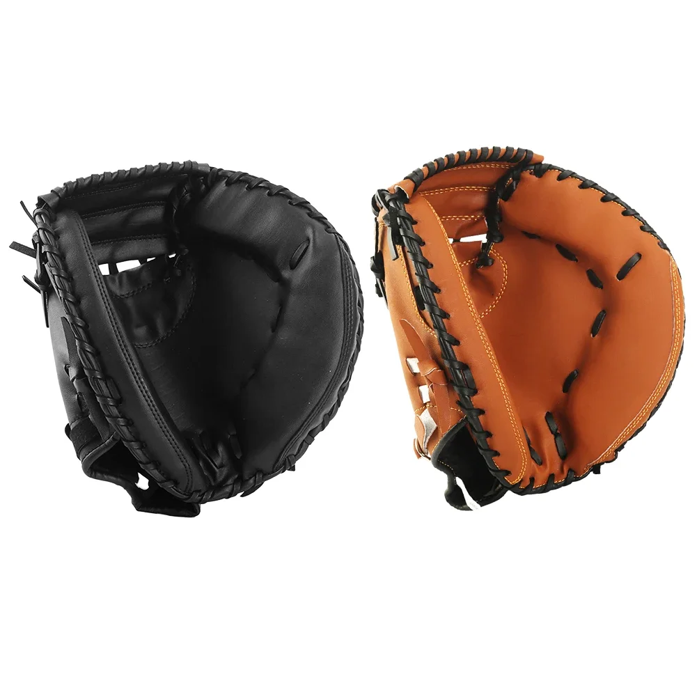 Baseball Glove PU Leather Baseball Softball Catcher Thicken Baseball Mitt Wear-resistant Catcher Mitt for Youth Adults Practice