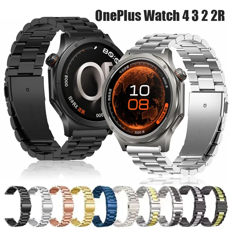 18MM 22MM Stainless Steel Band For OnePlus Watch 4 3 2 2R/OnePlus 3 43mm 46mm Metal Strap For Oppo Watch X X2 X3/Oppo S/4Pro