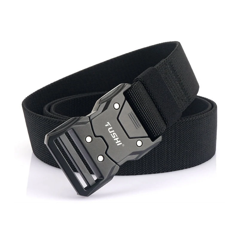 MEDYLA Elastic Belt Metal Buckle Men Military Tactical Belt High Strength Elastic Nylon Soft No Hole Army Belt MD8009