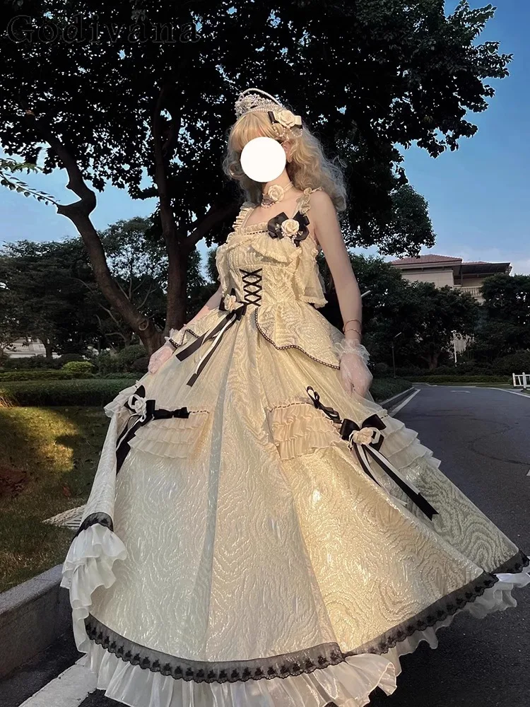 

Dream Sweet Japanese Original Lolita Evening Dress Birthday Student Bar Mitzvah Princess Dress Bow Jsk Suspender Dresses