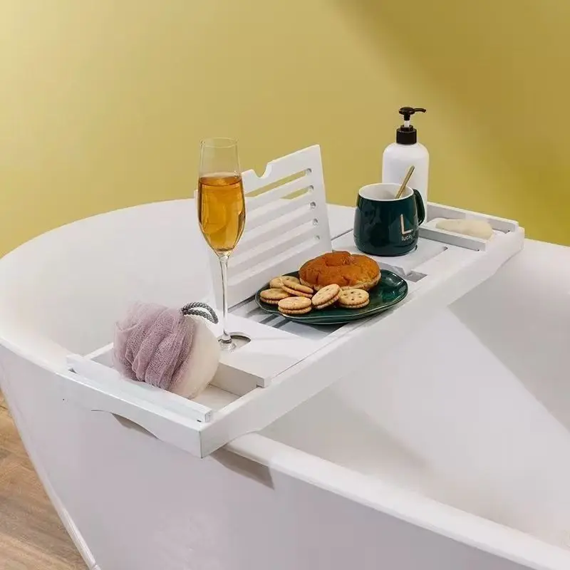 Afbeelding 6: Bamboe Badrek Lade Badkamer Bad Opbergrek Intrekbaar Badrek Fabriek Spot Batch