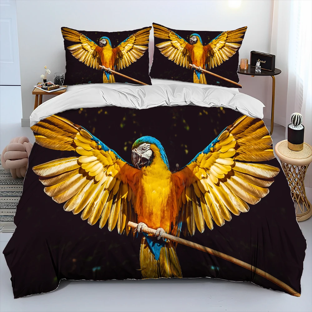 Imagem -06 - Colorido Papagaio Araras Aves Comforter Bedding Setduvet Cover Bed Conjunto Quilt Cover Fronha King Queen Size Bedding Conjunto Adulto