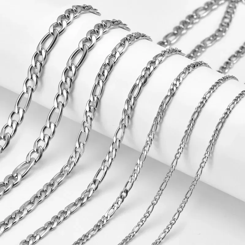 925 Sterling Silver 40-75cm Figaro Chain Necklace Men Women Fashion Simple Chain Wedding Christmas Gift Jewelry Accessories