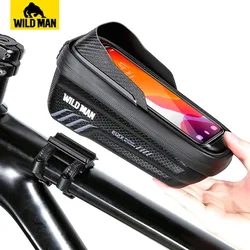 WILD MAN Front Bicycle Frame Bag  Rainproof  Touch Screen Bicycle Bag Phone 6.8INCH Hard Shell Bike Bag Mtb Accessories