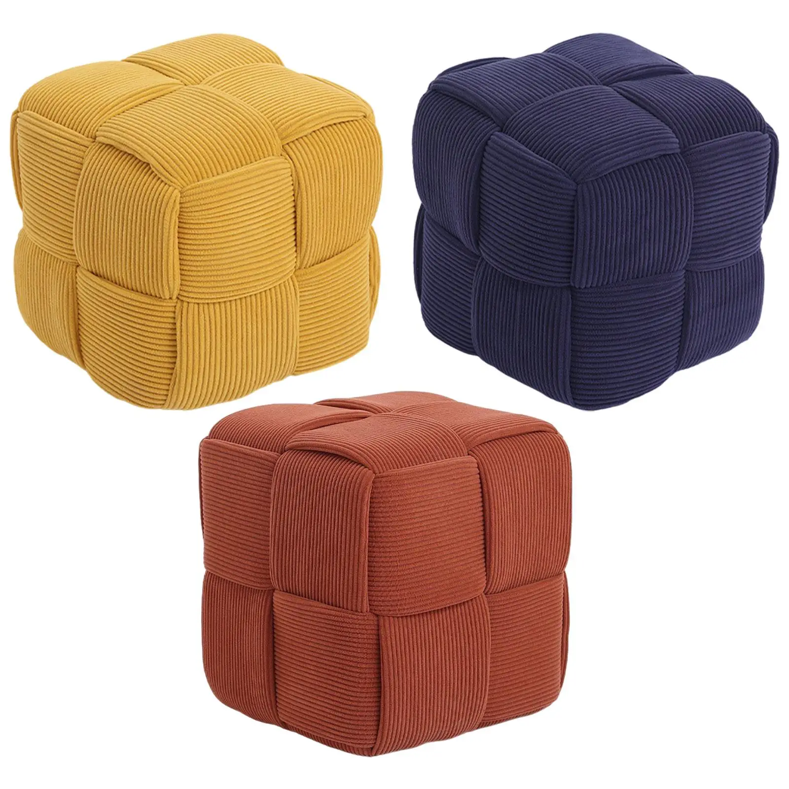 Square Footstool Padded Seat Leisure Stool Anti Slip Mute Bottom Pads Low Stool for Bedroom Apartment Bedside Entrance Office