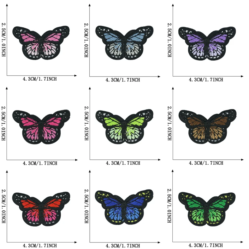 10pcs Butterfly Patches Lot Wholesale Bulk Big Small Iron Sew On For Clothes Embroidered Anime Cute Designer Parche Set Pack Diy