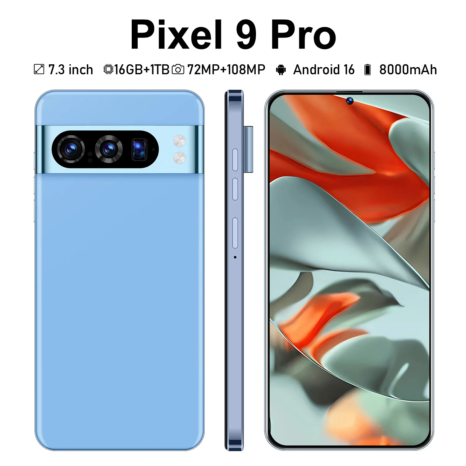 Cross-border Best-selling Smartphone for 9 Pro-7.3-inch Display 16GB+1TB Android International Drop