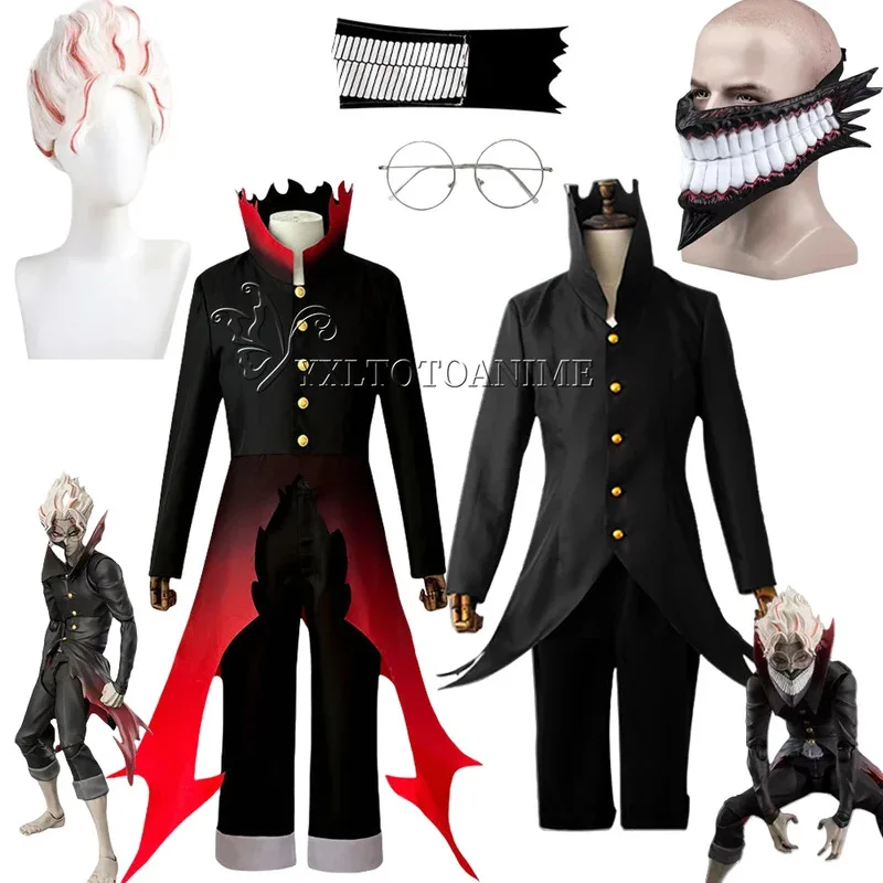 

Dandadan Okarun Ken Takakura Cosplay Costume Wig Mask Turbo Granny Powers Black Collar Uniform Curly Short Hair Halloween Suit