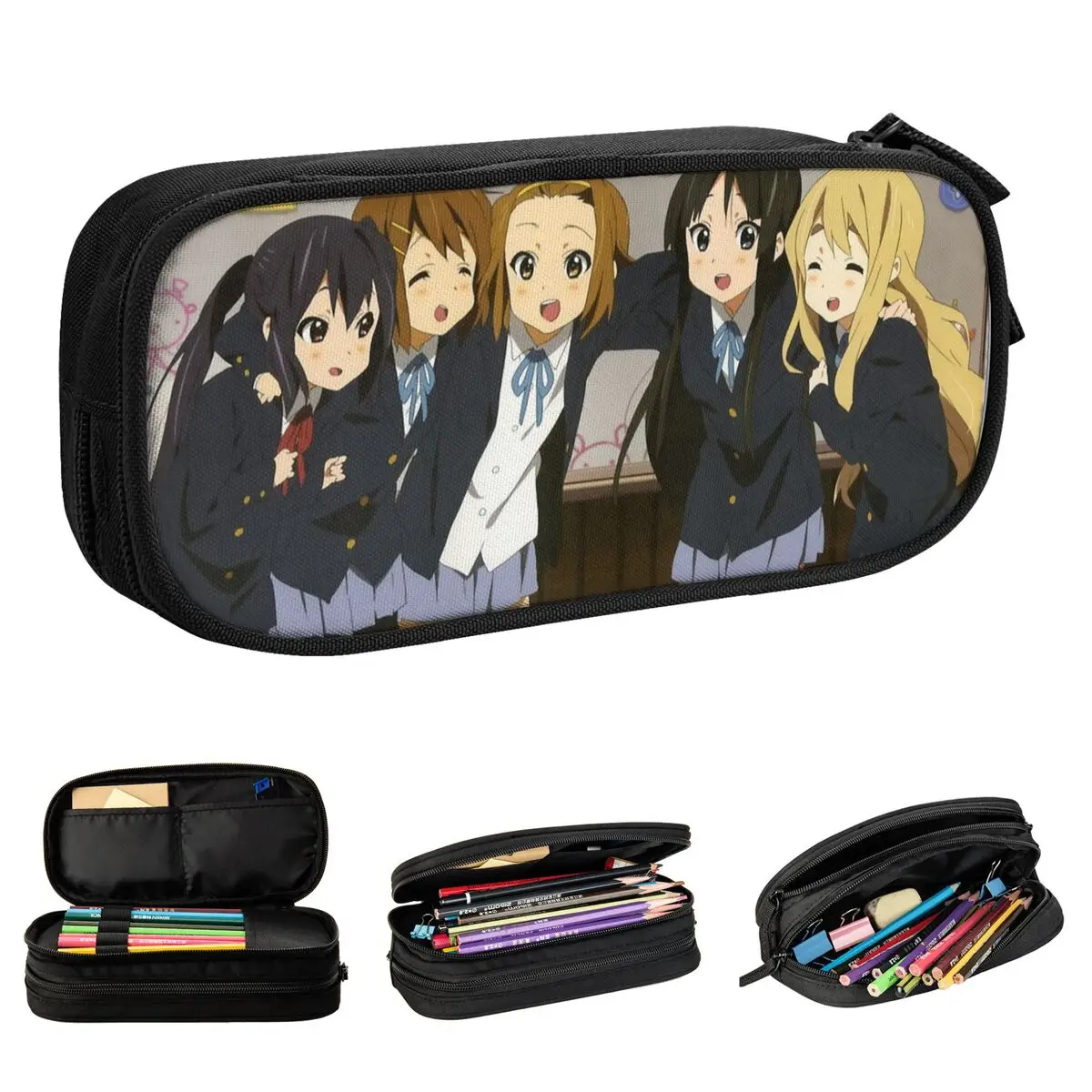 ك أون! اليابانية أنيمي مقلمة أكياس القلم طالب تخزين كبير الطلاب مدرسة هدية pencelcases