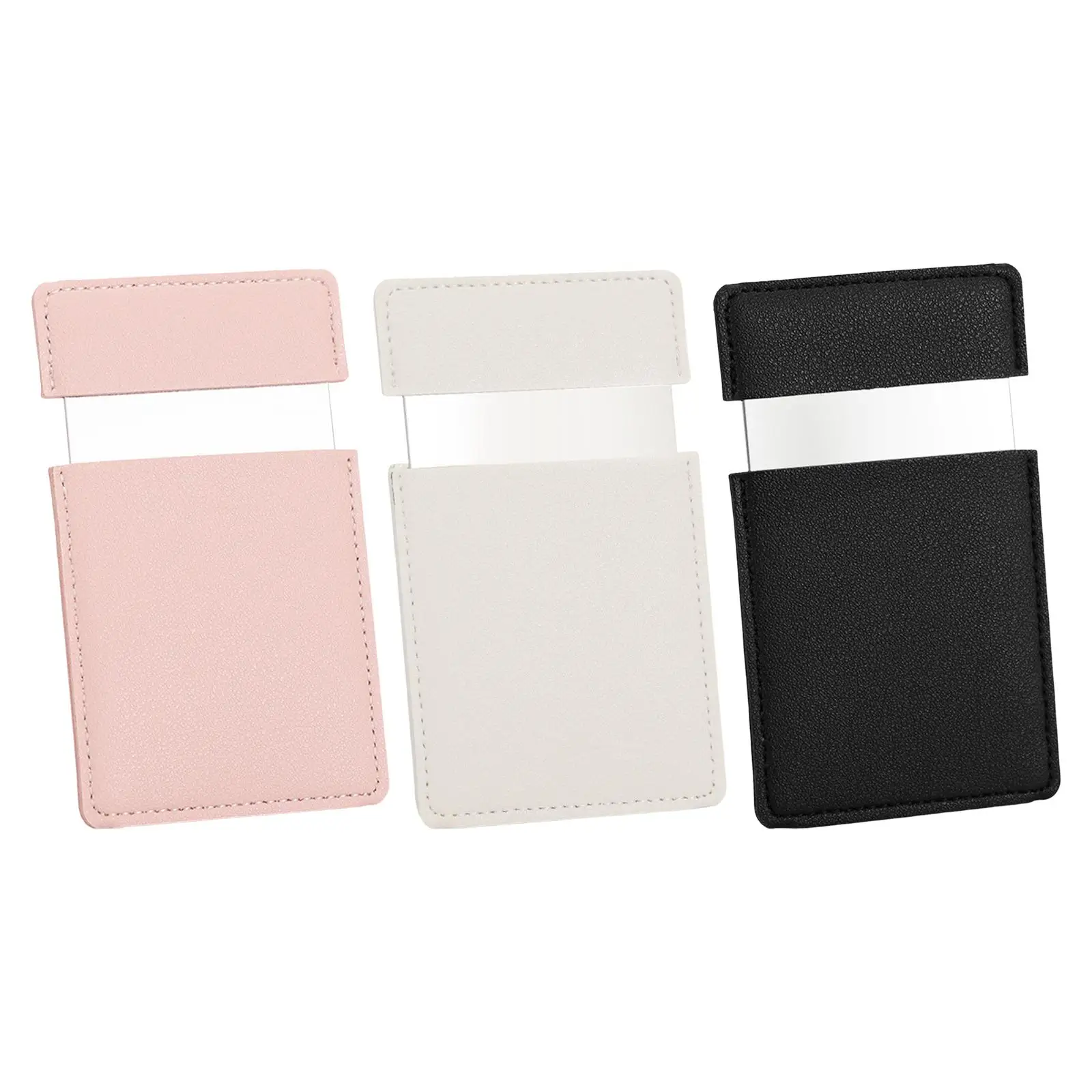 Portable Square Mirror Shatterproof Stainless Steel with PU Leather Case