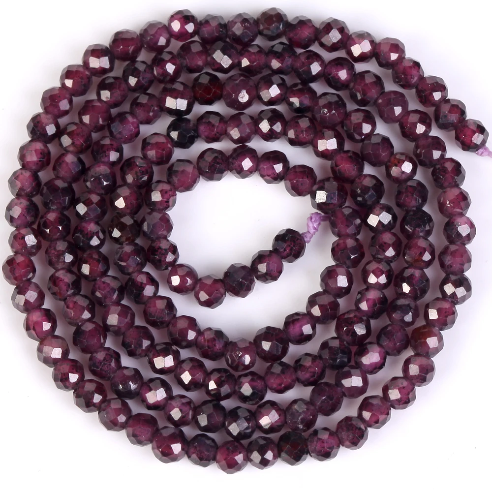 Natural Stone Beads Faced Purple Garnet For Jewelry Making Diy Necklace Accessories Bracelet Loose Beads 2/3mm 15inch