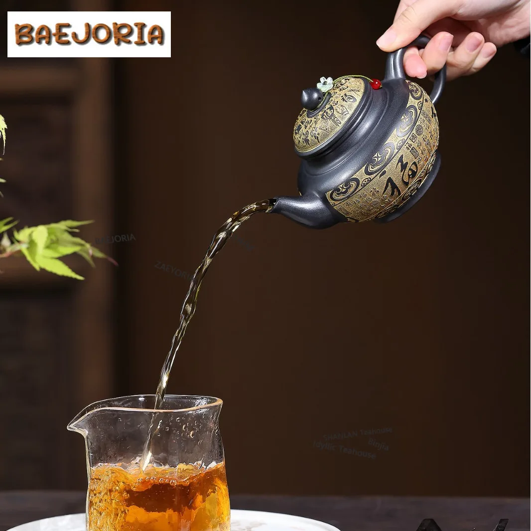 330ml Authentic Yixing Purple Clay Teapots Master Handmade Laughing Sakura Pot Raw Ore Stone Yellow Mud Kettle Zisha Tea Set