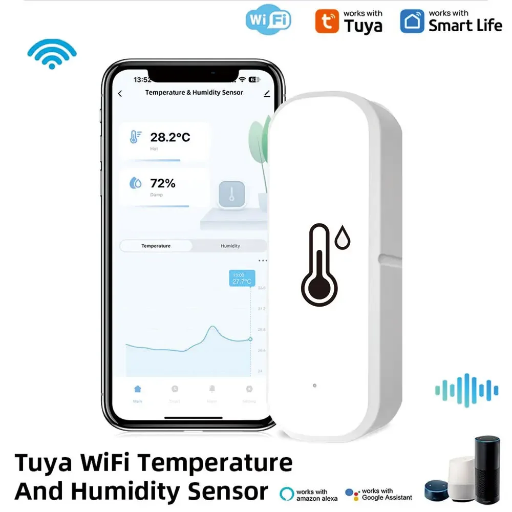 Tuya WiFi Smart Temperature And Humidity Sensor APP Remote Monitor For Smart Home var SmartLife WorkWith Alexa Google Assistant