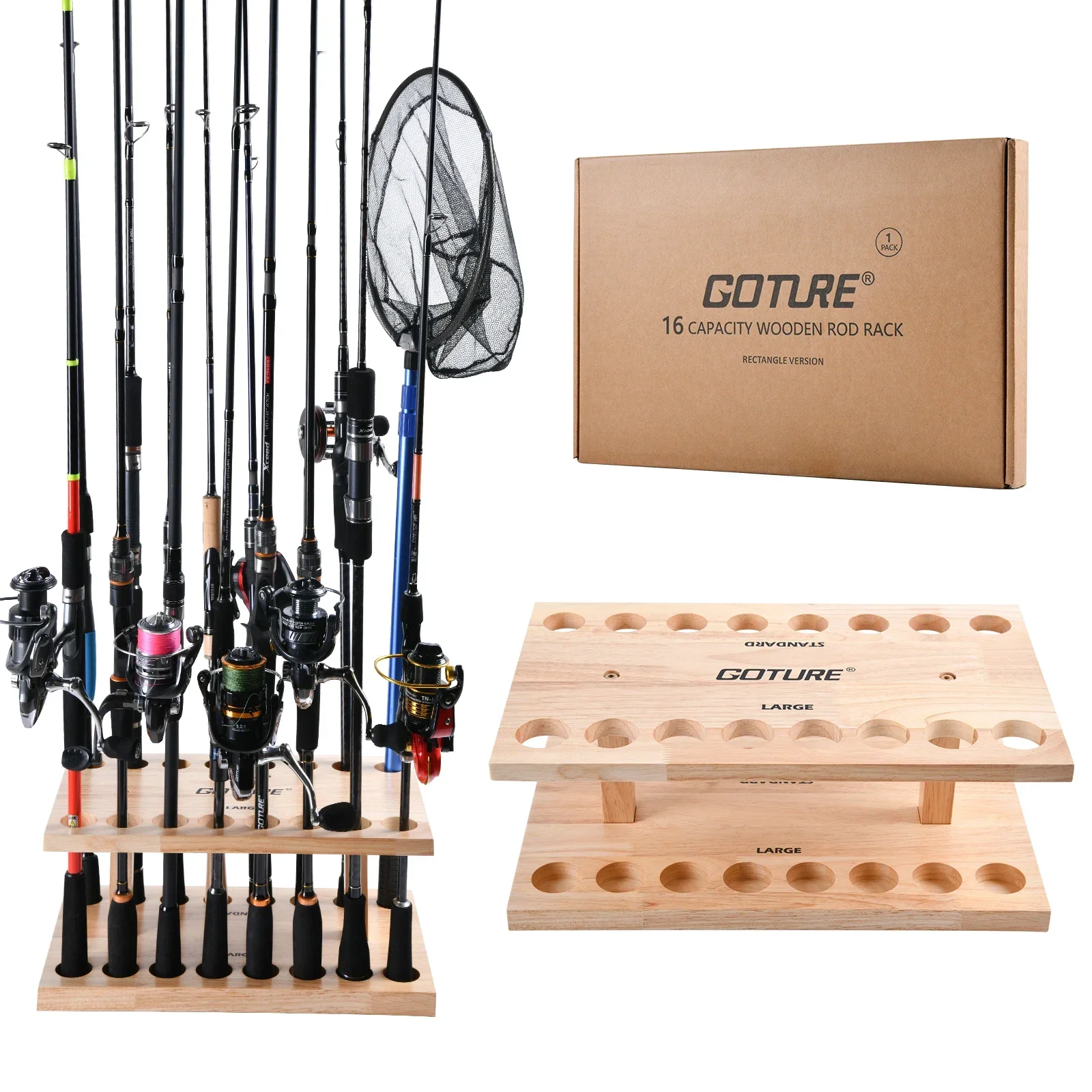 

Goture Fishing Rod Holder Up to 16 Rods Vertical Protect Storage Pole Rack Display Stand Fixed Frame Fishing Tools Accessories