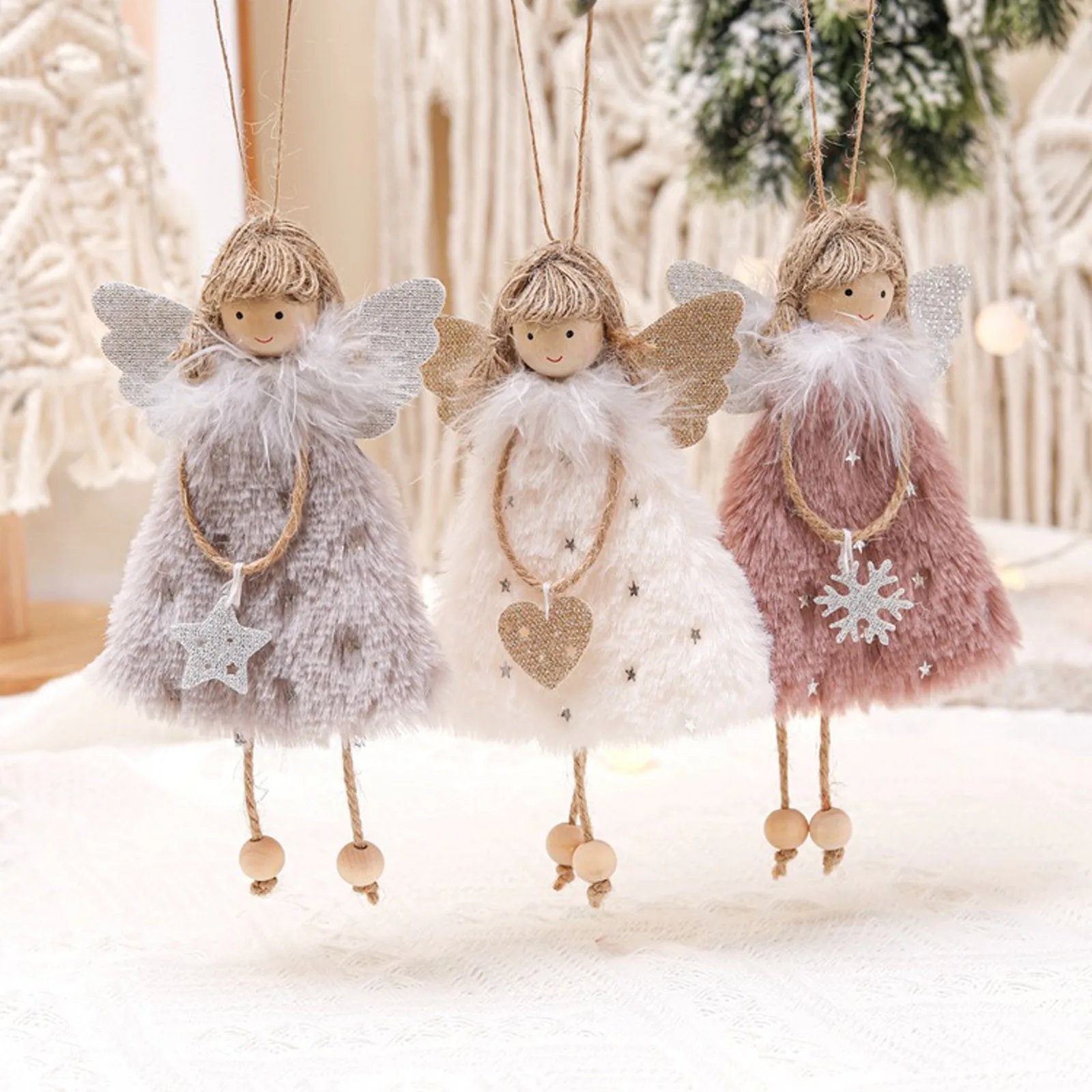 Navidad Plush Angel Girls Pendant Ornaments Christmas Decoration for Home Decor Xmas Tree Noel Decorations Kids Gifts New Year