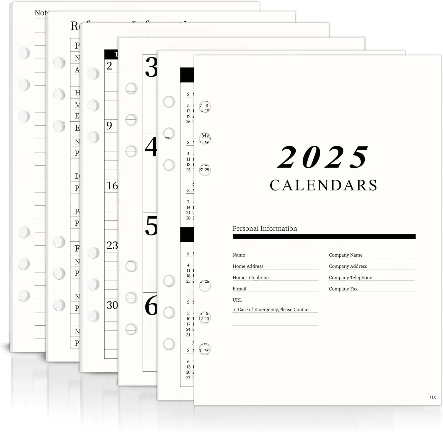 2025 A5 Weekly & Monthly Planner Binder Refill Insert - 5.8\