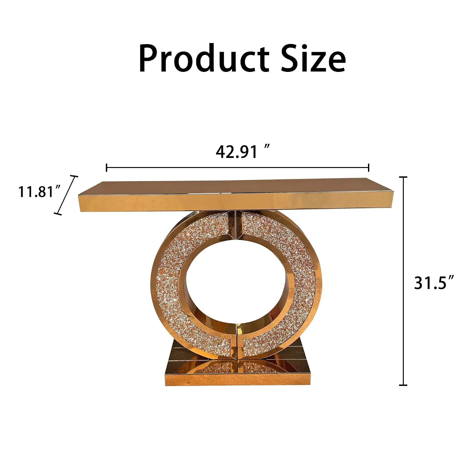 Mirrored Console Table with Diamond Inlay, 42.91