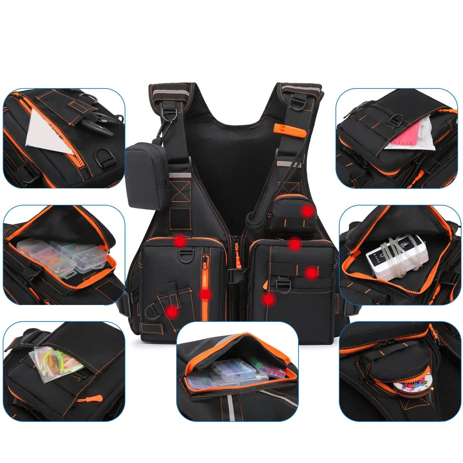 

Surfing Vest Men Multi Pockets Fishing Vest for Outdoor Surfing Water Sports