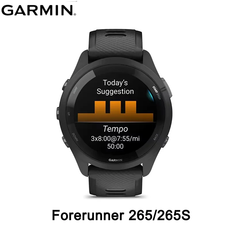 Garmin Forerunner 265 ساعة ذكية للجري 1.3 بوصة شاشة AMOLED ملونة نظام تحديد المواقع 13 يومًا عمر البطارية مراقبة النوم جهاز تعقب للياقة البدنية