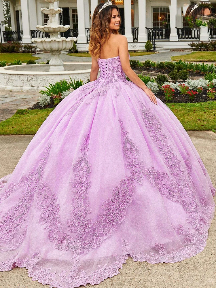 Appliques BEAD quinceañeras ชุดหวานใจสาว vestidos de 15ลูกไม้ años quinceanera วันเกิดหวาน16ดอกไม้2023