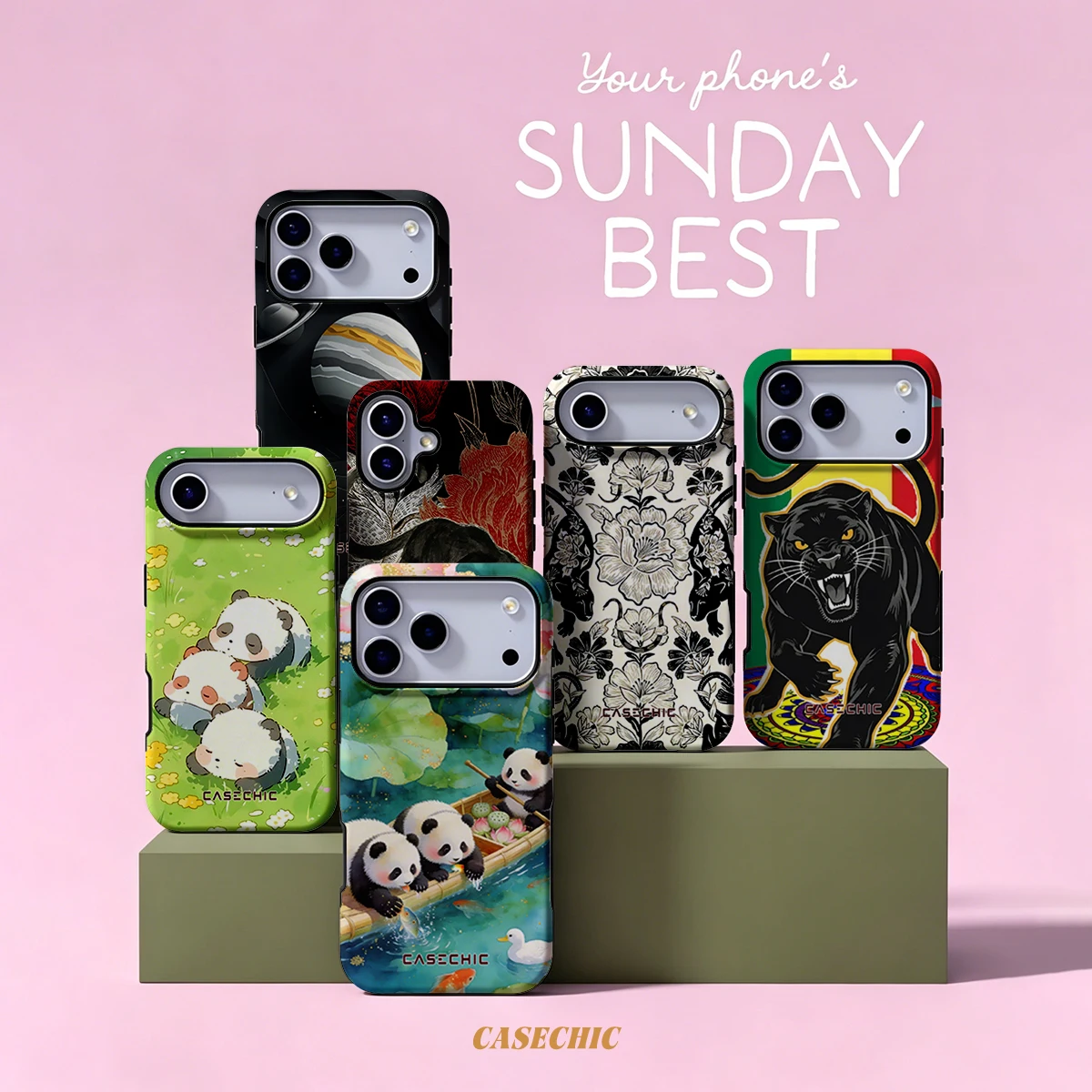 Panda Bamboo Boat Case for Samsung Galaxy S26 S25 S24 S23 Ultra Drop Resistant Glossy Dual-Layer Cover CaseChic