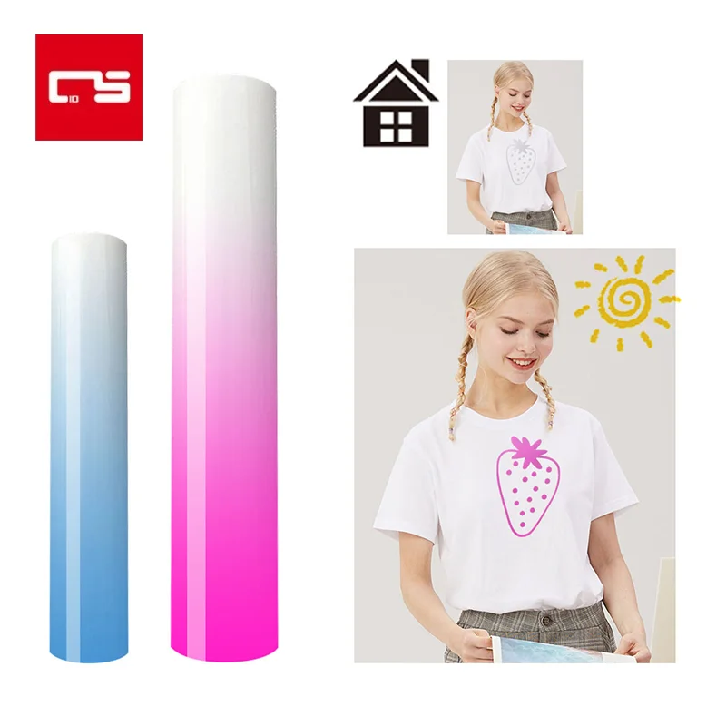 

UV Color Change PU Heat Transfer Vinyl Sunlight-Sensing HTV Iron on DIY T-Shirt Hats For Shirt High Elastic Decor Film