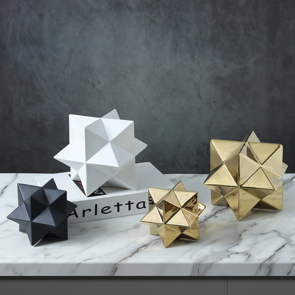 Ceramic irregular pentagonal star sea urchin spike ball modern handicraft decoration sample room living room decoration
