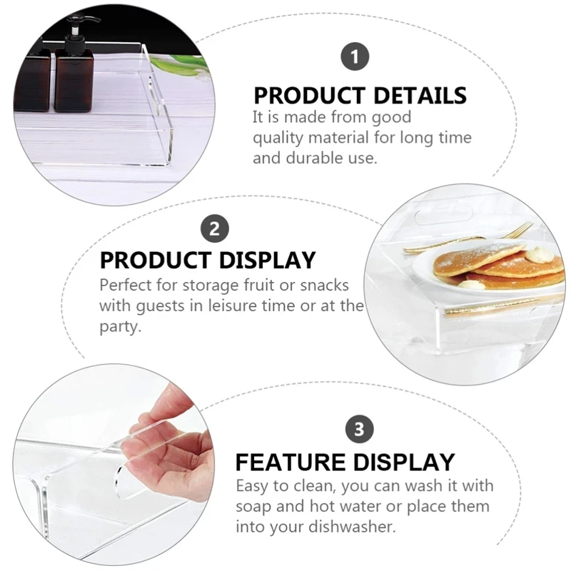 Transparent Acrylic Tray Acrylic Snack Plate Multifunctional Storage Plate Bathroom Towel Tray