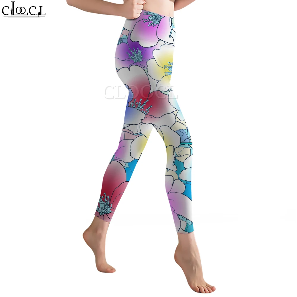 CLOOCL New Women Legging Watercolor Flowers Pattern 3D Printed Trousers High Waist Stretch Fitness Leggings Exercise Shaping