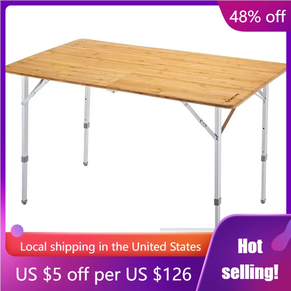 

Three Heights Folding Desk Table Serving Coffee Camping Height Adjustment Table Picnic Dining Tables 4-6 People Freight Free