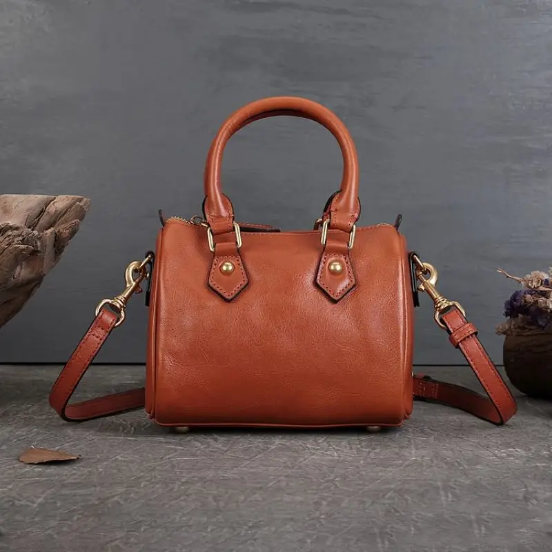 

MODITIN 2024 Women Casual Crossbody Bags Quality Leather Handbags Small Vintage Boston Shoulder Bags