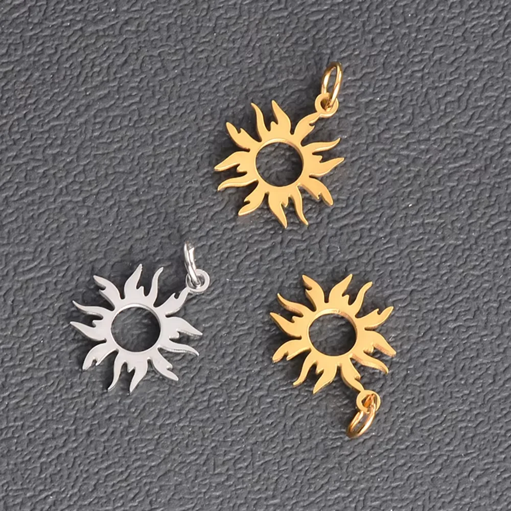 10 Stück/Set Edelstahl-Sonnenanhänger Großhandel DIY Schmuckherstellung Anhänger Schmuckherstellung Charms Anlauffarbener Stahl-Anhänger – Detail 7