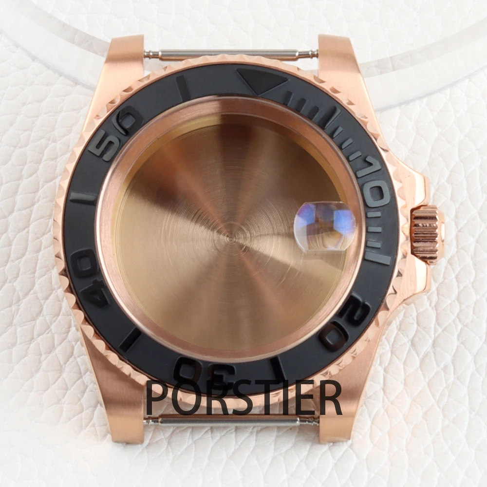 40mm NH35 Watch Case Rose Gold Sapphire Glass for NH34 NH35 NH36 NH38 movement 28.5mm dial SUB Yacht-master Watch Case 316 Steel