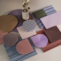 DIY Crystal Coaster Silicone Mold Round Square Striped Storage Tray Epoxy Resin Cement Plaster Mold Home Decoration Crafts Mold