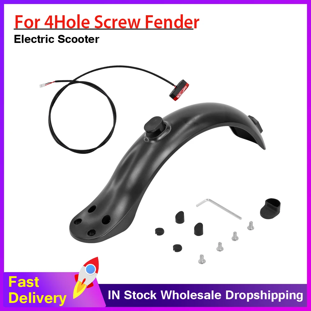 4 Screws Hole Rear Fender Taillight Electric Scooter Parts Four-hole Scooter Rear Mudguard Tire Splash Fender Guard Accessories