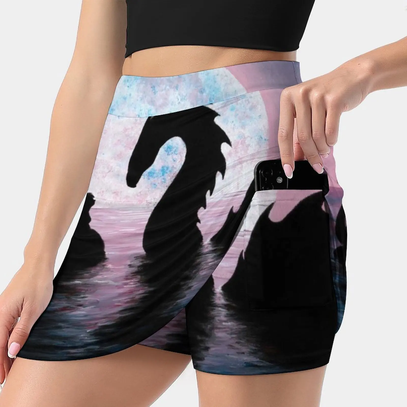 

Silent Friends Women's skirt Aesthetic skirts New Fashion Short Skirts Mermaid Dragon Seasnake Moon Night Ocean Water Stars Sky