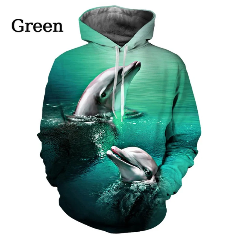 New Fashion Abstract Dolphin 3D Print Hoodie Cute Animal Sweatshirt Men/Women Casual Pullover