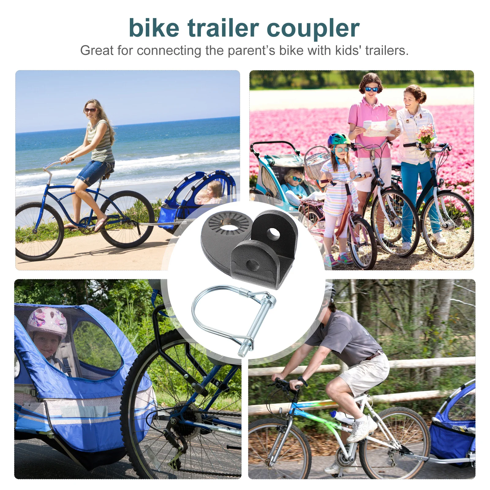 

2Sets Bike Trailer Hitch Connector Strong Easy Install Accessories for Outdoor Fun Towing Bike Trailer Coupler