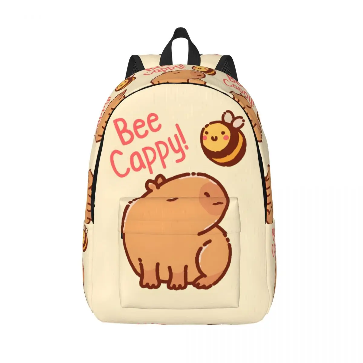 

Изготовленный на заказ холст для путешествий с изображением пчелы и капибары для мужчин и женщин, школьный компьютерный рюкзак, каламбур, будь счастливым! Рюкзаки для студентов колледжа