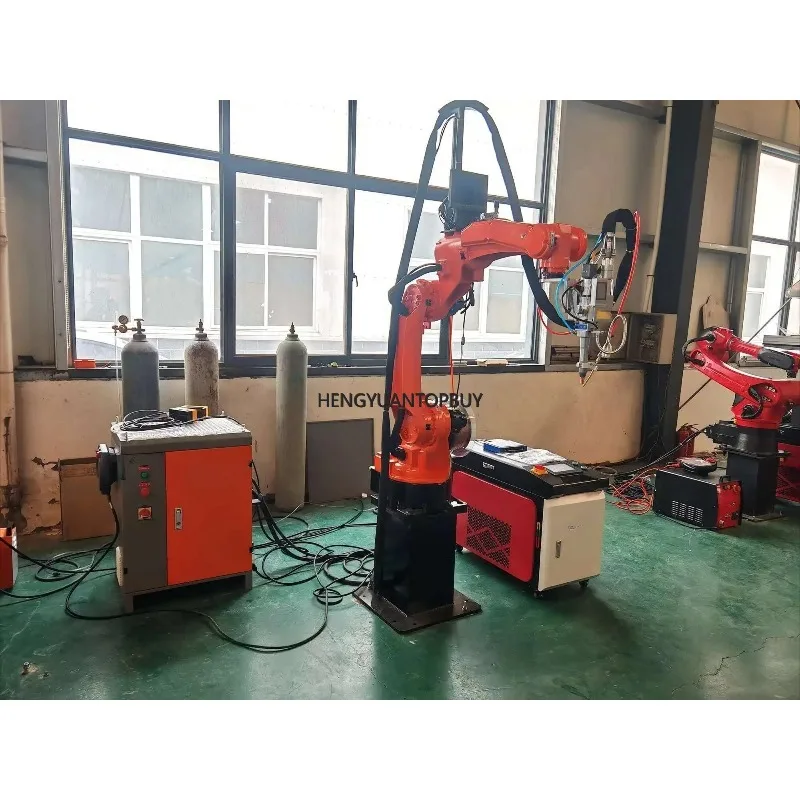 Seam Tracking System Laser Hine With 6 Axis Arm On Wheels Aluminum Steel Metal Welding Work Station