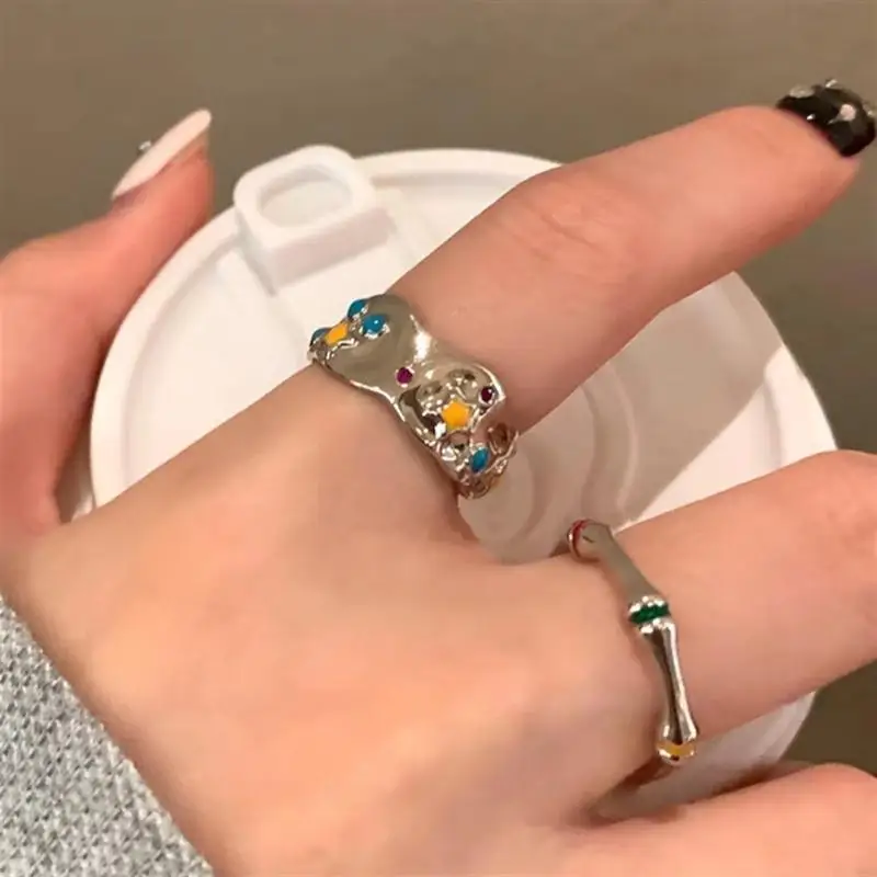 Geometric Flower Rings Alloy Texture Suitable for Wedding and Parties Wear 964A