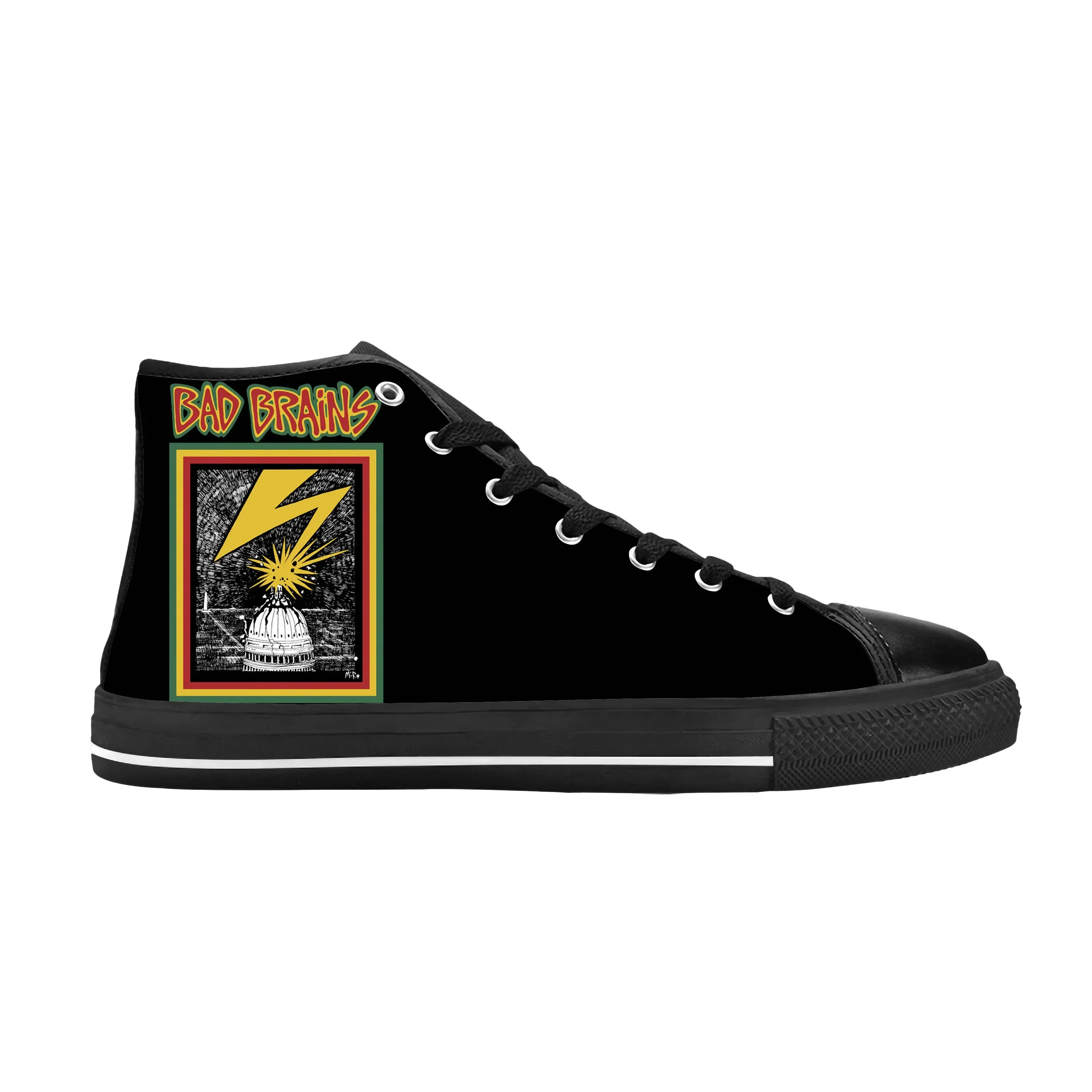 Bad Brains Punk Rock Band Singer Music Cool Funny Casual Cloth Shoes High Top confortevole traspirante stampa 3D uomo donna Sneakers