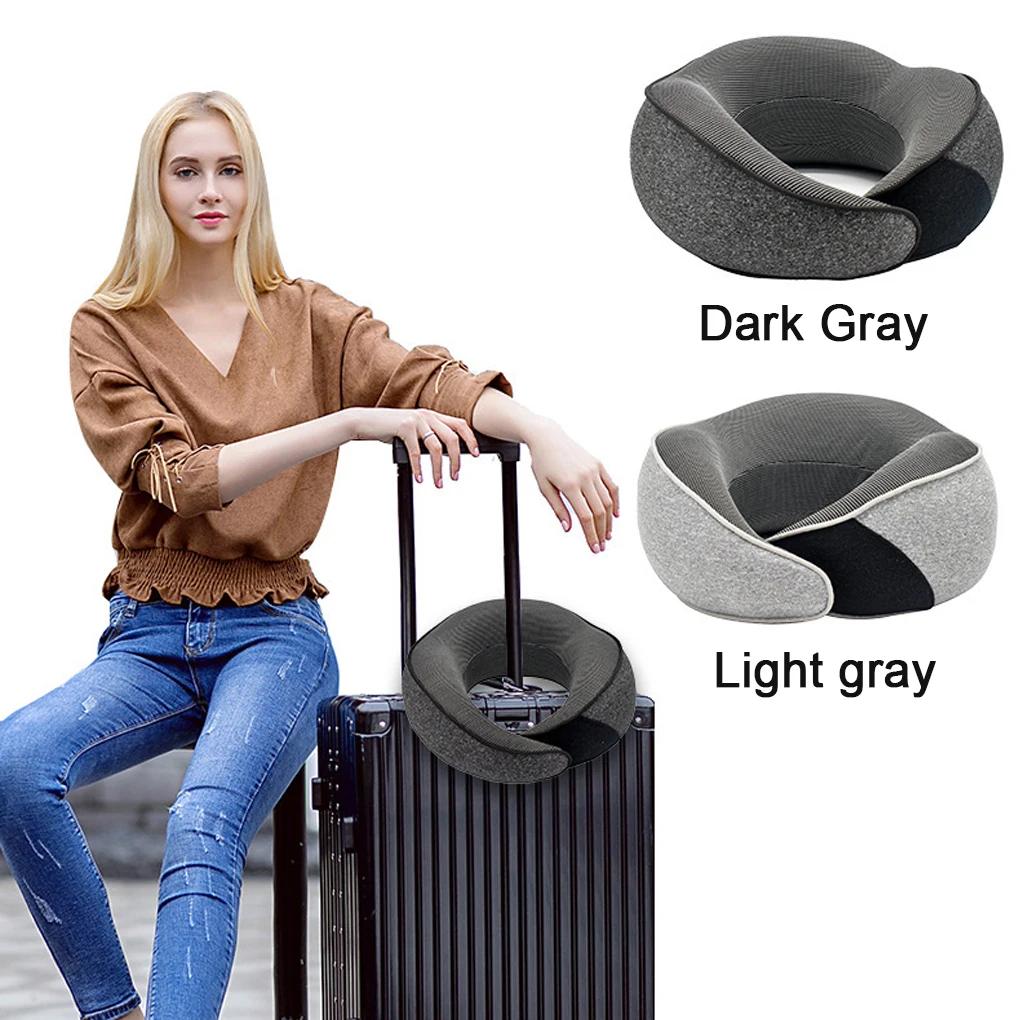 Lightweight And Portable Travel Pillow Made Memory Foam Soft And Comfortable Versatile light grey