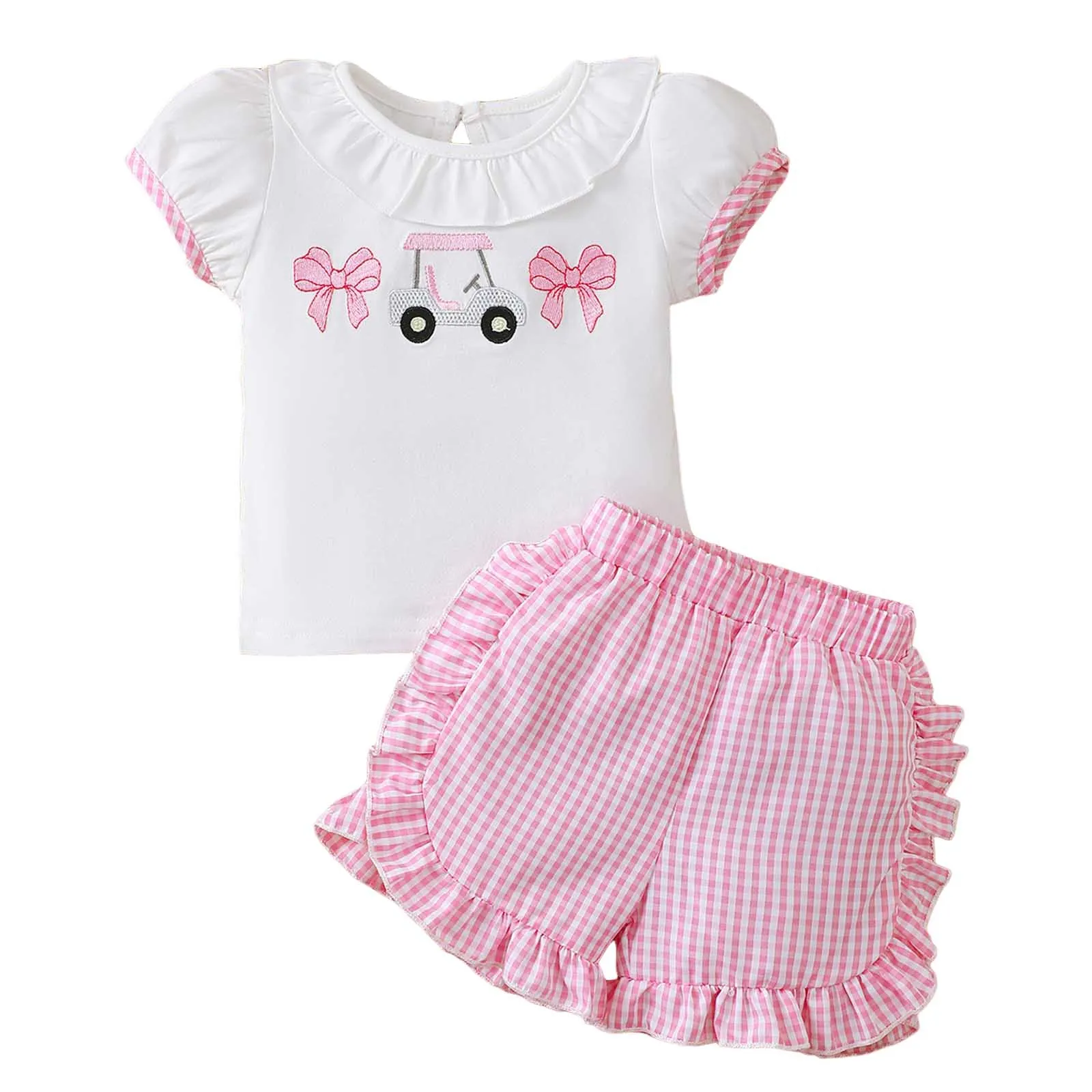 

Baby Clothes Baby Clothes Girls Summer Comfortable New Set With Bow Embroidered Top And Plaid Shorts Baby Clothes Girl Twins