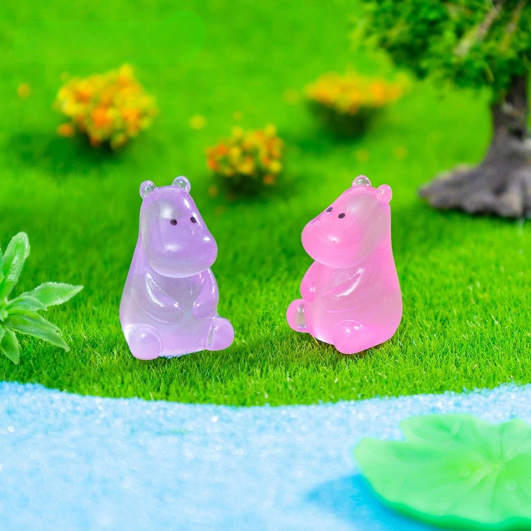 10/20/50 قطعة صغيرة الراتنج فرس النهر توهج في الظلام مضيئة مصغرة فرس النهر شخصيات حيوانات صغيرة DIY بها بنفسك الجنية Garde الديكور #4