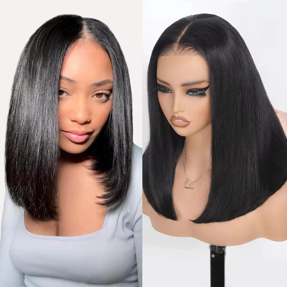 Bob Wig Human Hair 210% Density 13x4 HD Lace Frontal Short Straight Lace Front Bob Wigs For Black Women Human Hair Pre Plucked
