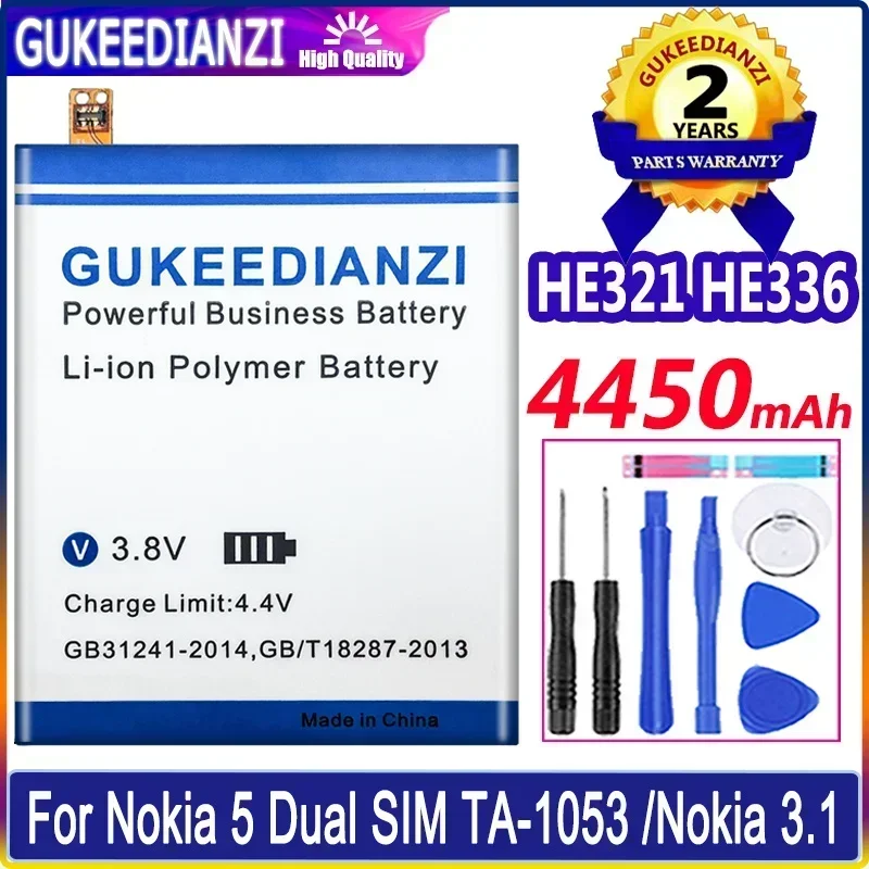 

Rechargeable Mobile Phone Batteries HE336 HE321 4450mAh For Nokia 3.1 5/For Nokia5 Dual SIM (TA-1053 DS) Portable Battery