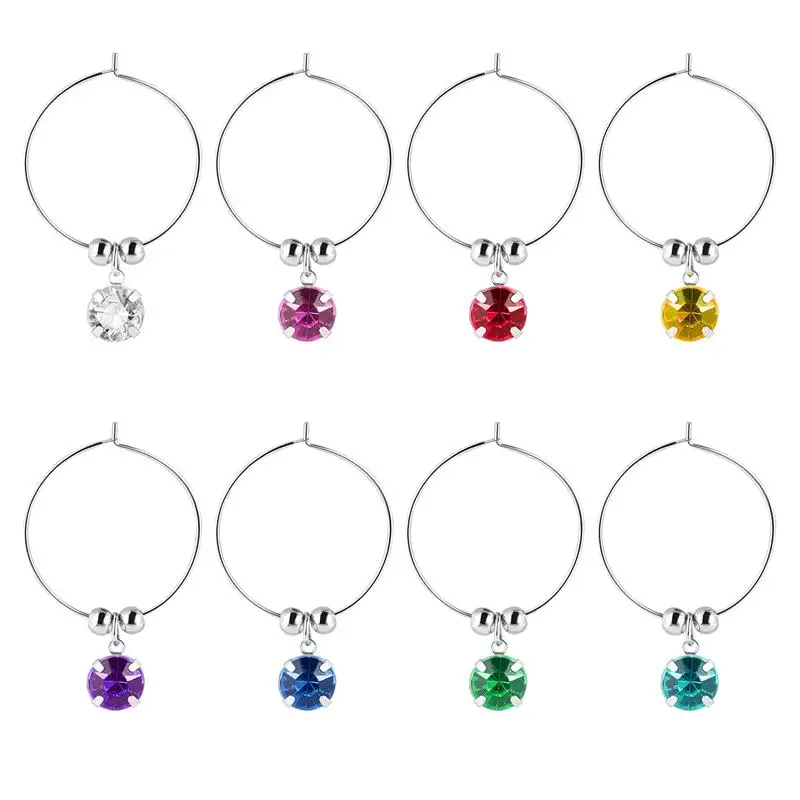 

8pcs Christmas Glass Ring Drinking Glass Markers Christmas Charms Identifier Tags Wine Cup Markers for House Party Hotel Bar