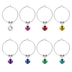 8pcs Christmas Glass Ring Drinking Glass Markers Christmas Charms Identifier Tags Wine Cup Markers for House Party Hotel Bar